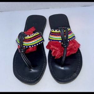 Handmade black leather sandals